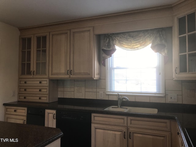 kitchen featuring sink, dishwasher, and tasteful backsplash