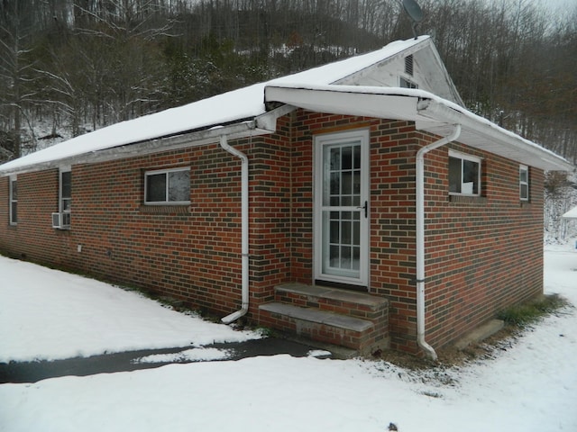 view of snow covered exterior