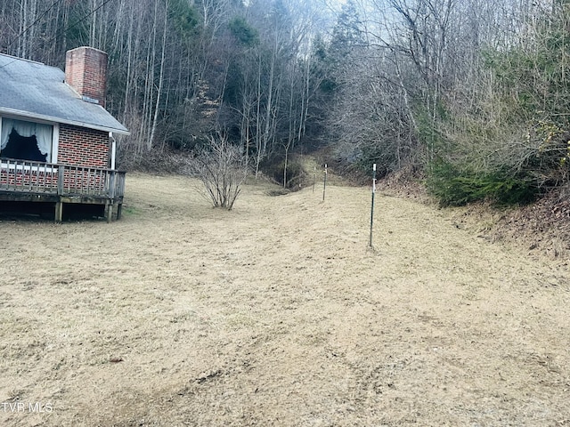 view of yard featuring a wooden deck