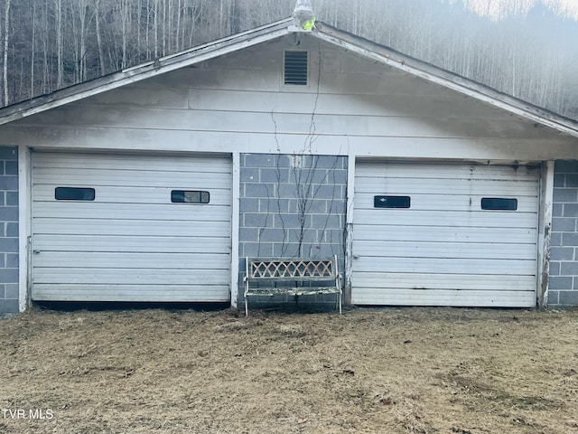 view of garage