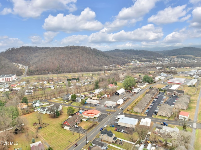 bird's eye view with a mountain view