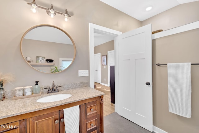 bathroom with vanity and tile patterned floors