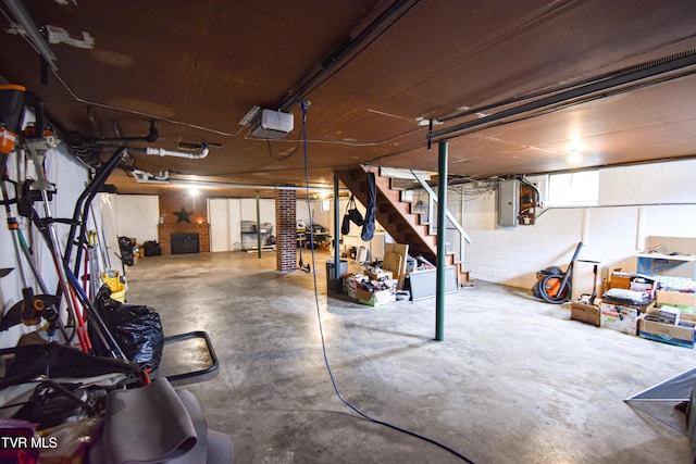 basement with electric panel