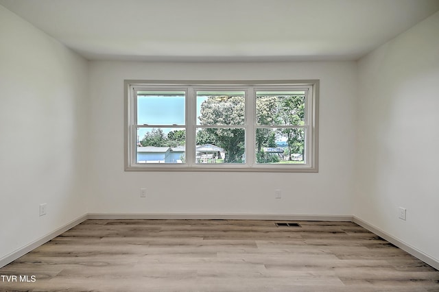 empty room with plenty of natural light and light hardwood / wood-style floors