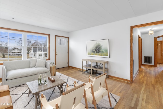 living room featuring light hardwood / wood-style flooring