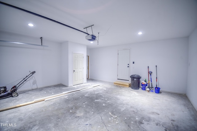 garage with a garage door opener