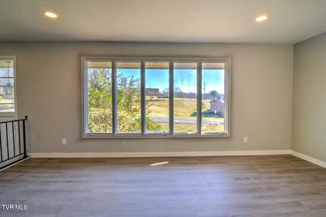 spare room with wood-type flooring