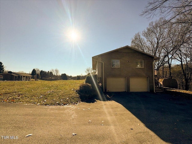 exterior space with a garage