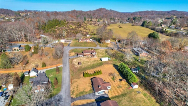 birds eye view of property with a mountain view