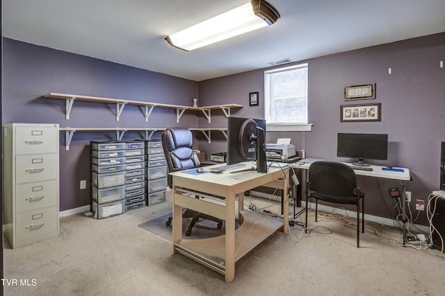 home office featuring carpet floors