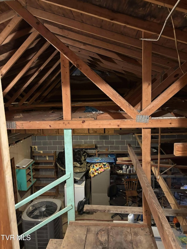 view of unfinished attic