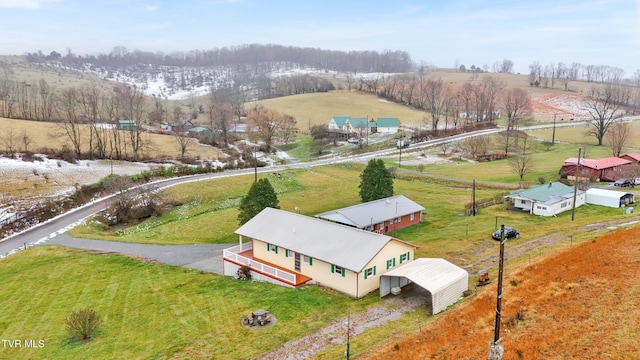 bird's eye view featuring a rural view