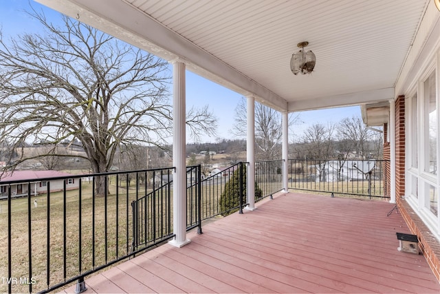 deck with a lawn