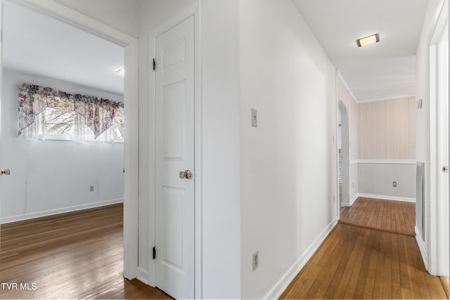 hallway with wood-type flooring