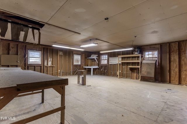 basement featuring plenty of natural light