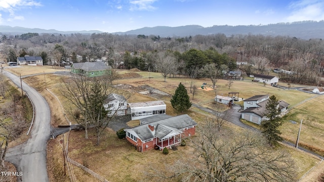 drone / aerial view with a mountain view