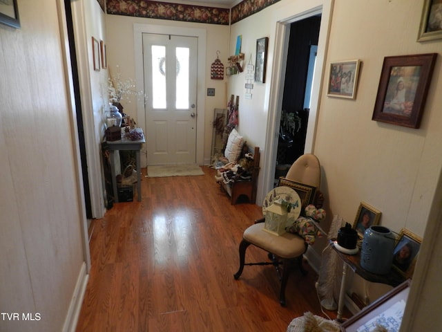 foyer entrance featuring hardwood / wood-style floors