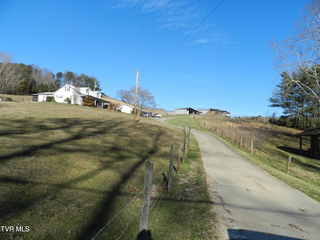 view of street featuring a rural view