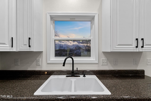 details featuring sink and white cabinets