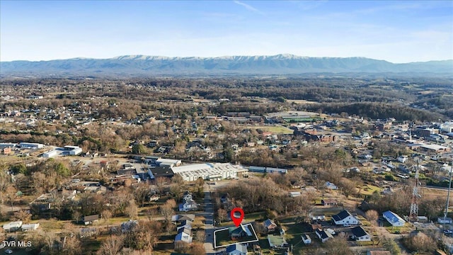 bird's eye view with a mountain view