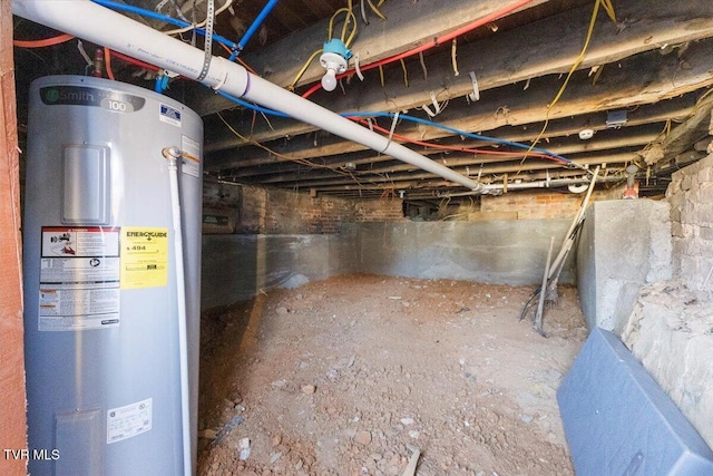 basement featuring water heater