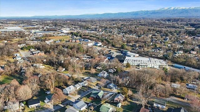 aerial view with a mountain view