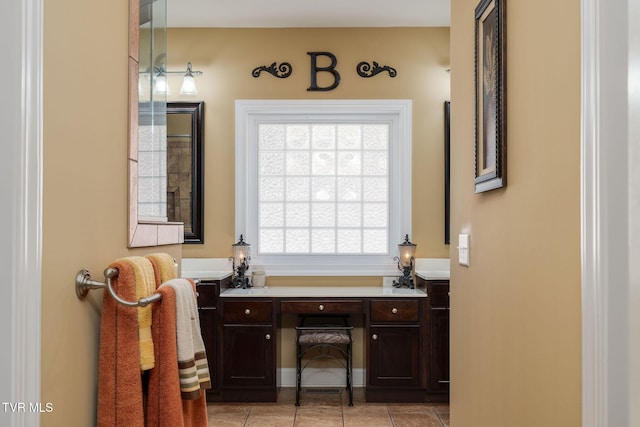 bathroom featuring tile patterned flooring and vanity