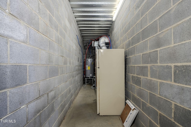 basement with electric water heater