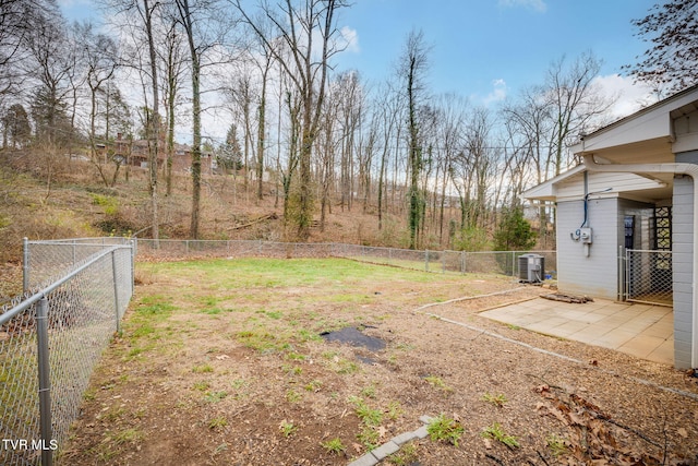 view of yard featuring cooling unit and a patio