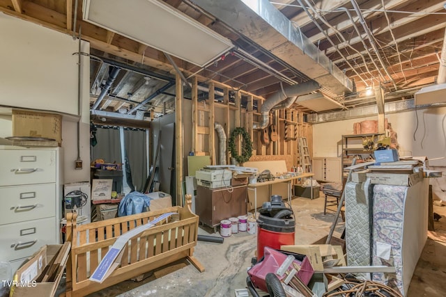 view of unfinished basement