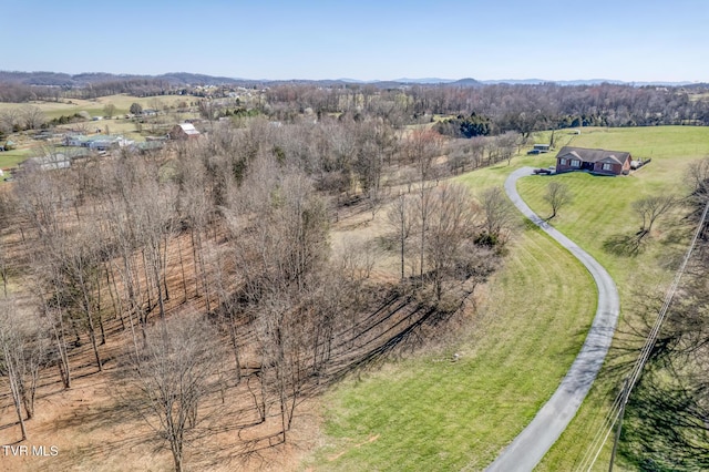 aerial view featuring a rural view