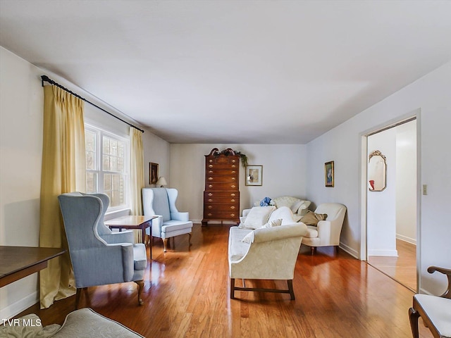 living room with hardwood / wood-style flooring