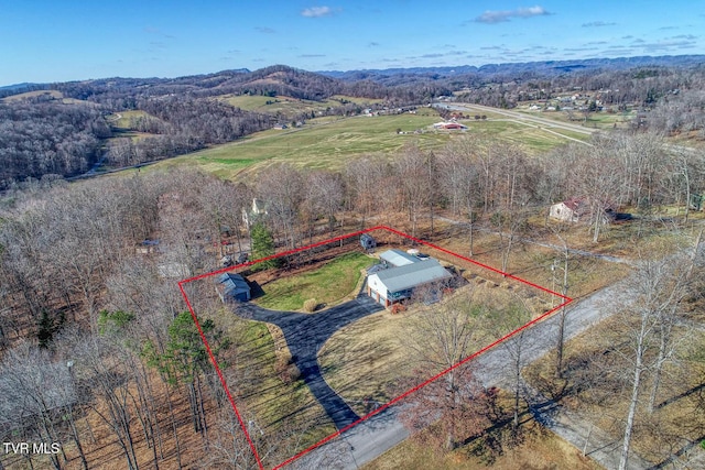 drone / aerial view featuring a rural view