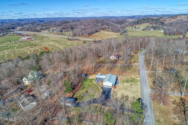 aerial view featuring a rural view