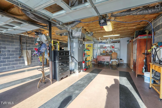 interior space with a garage door opener