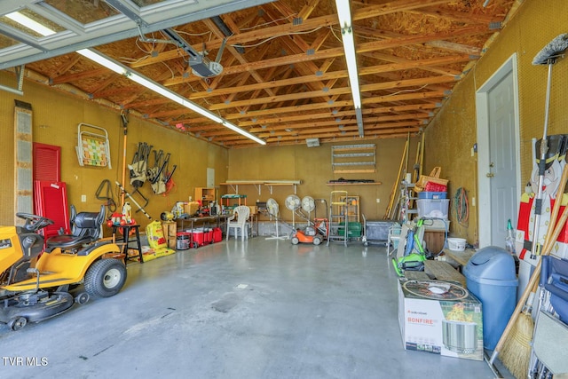 garage with a garage door opener