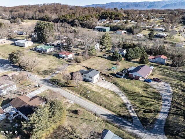 drone / aerial view with a mountain view