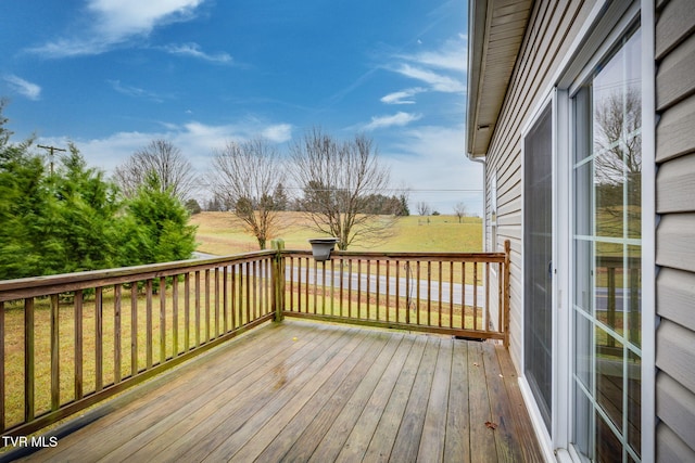 deck featuring a rural view