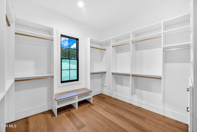 walk in closet featuring light hardwood / wood-style floors