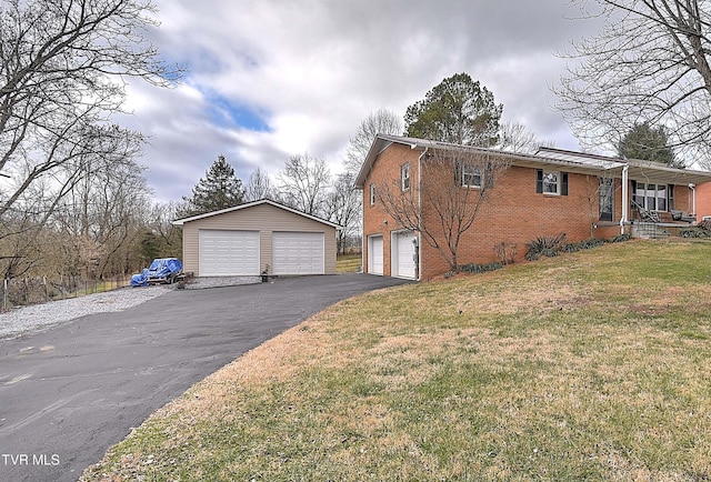 view of property exterior with a lawn