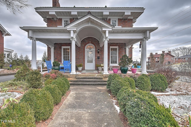 view of front of house featuring covered porch