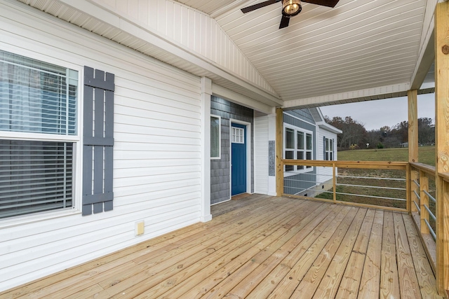 deck featuring ceiling fan