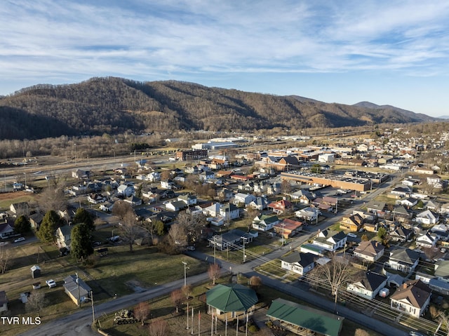 birds eye view of property with a mountain view