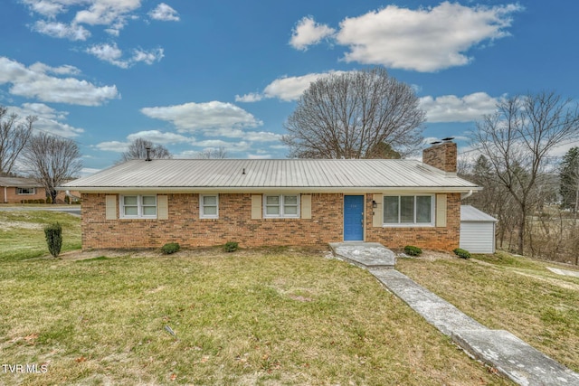 ranch-style house with a front lawn