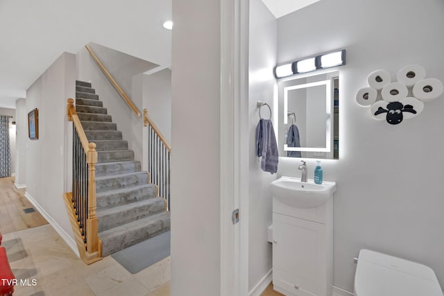 stairs with sink