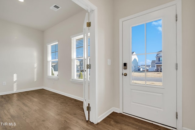 foyer entrance featuring wood-type flooring