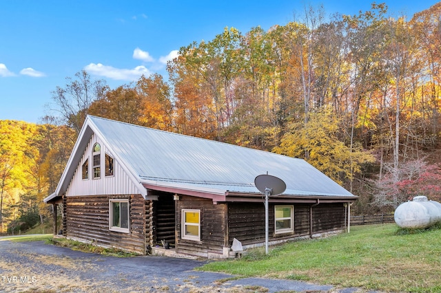 view of log home