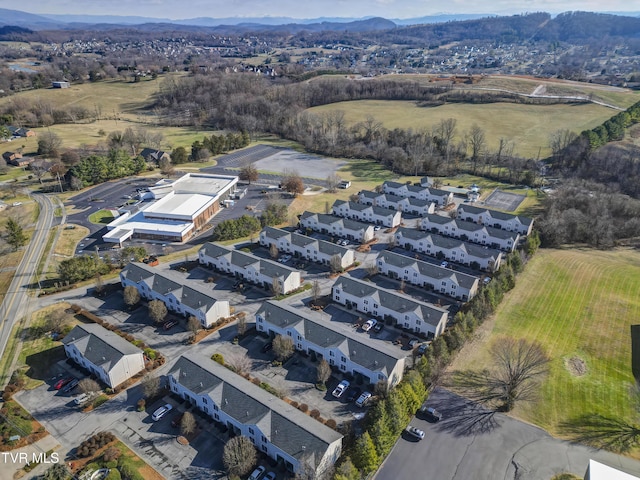 aerial view with a mountain view