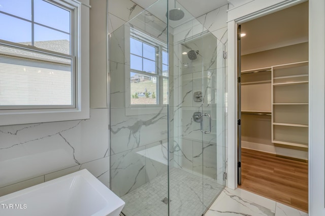 bathroom with walk in shower