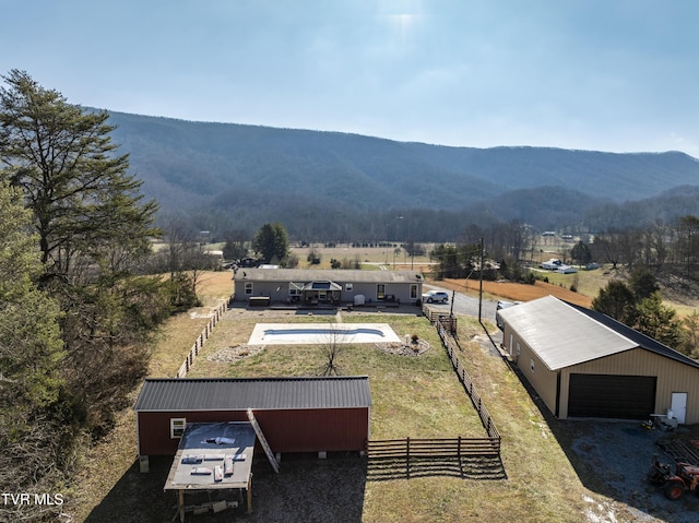 aerial view with a mountain view